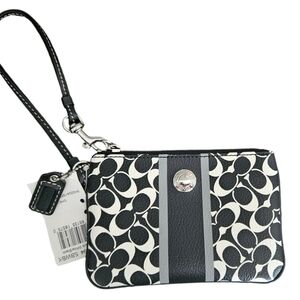 NWT! BLACK & WHITE LOGO COACH WRISTLET /Wallet